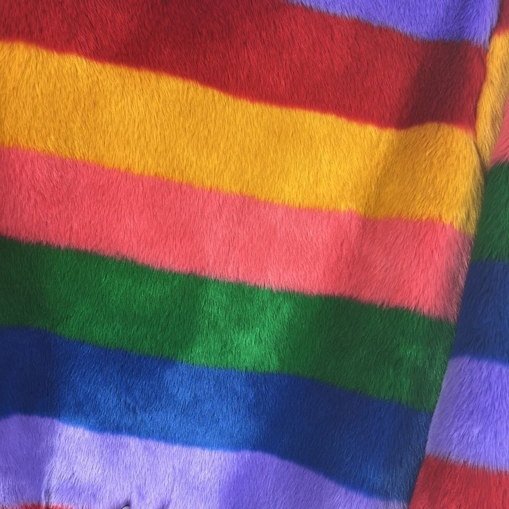 NEW Alice+Olivia coat striped multicolored faux fur size XS - Picture 9 of 16